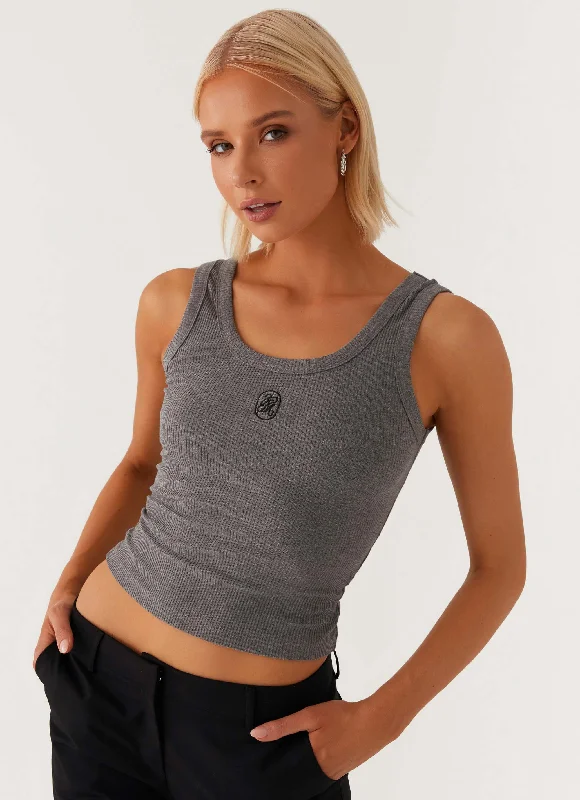 Signature Tank Top - Dark Grey Marle navy tank top