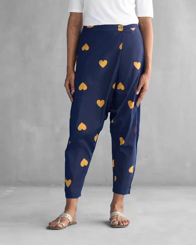 Jinan Slouchy Pants - Navy & Ochre Modern Stretch Trousers