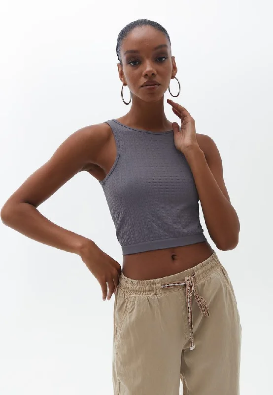 OXXO -  Halter Neck Seamless Crop Tank Top glitter tank top