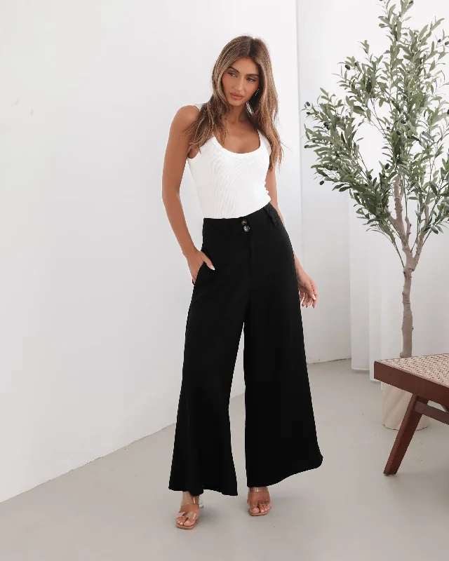 Alka Pants - Black Comfy High-Waist Jeans