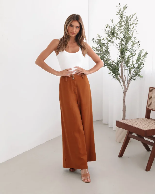 Alka Pants - Camel Comfortable Fleece Pants