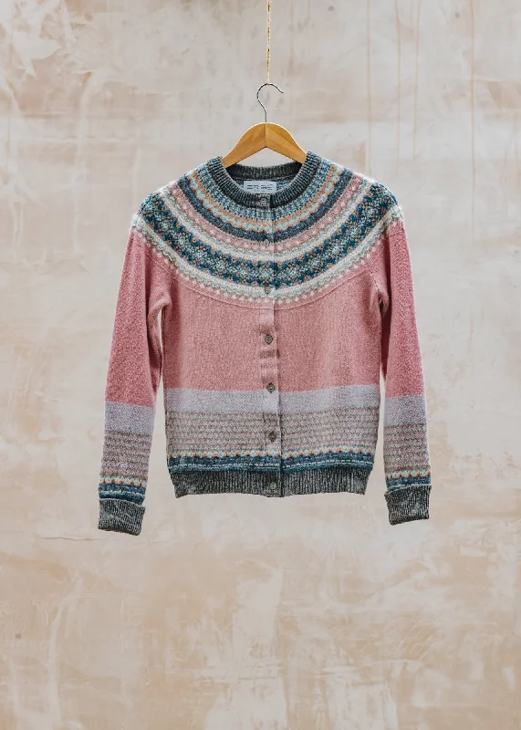 Alpine Cardigan in Vintage Pink Ribbed Striped Patterned