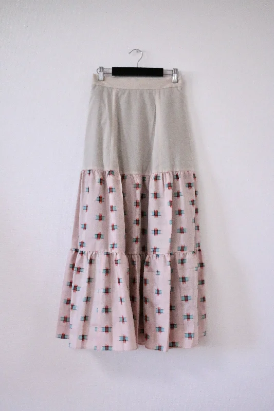 Cotton Candy -Meisen Tierd Skirt-Beige corduroy skirt cozy