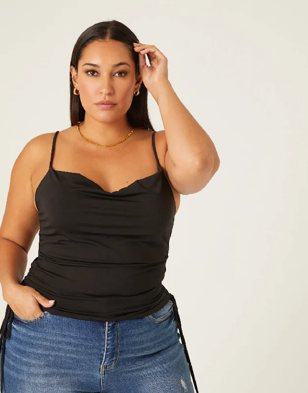 Plus Size Side Ruched Tank mint tank top