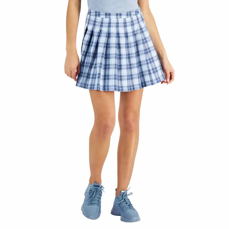 SELF ESTEEM - Plaid-Print Pleated Mini Skirt ribbed skirt waist