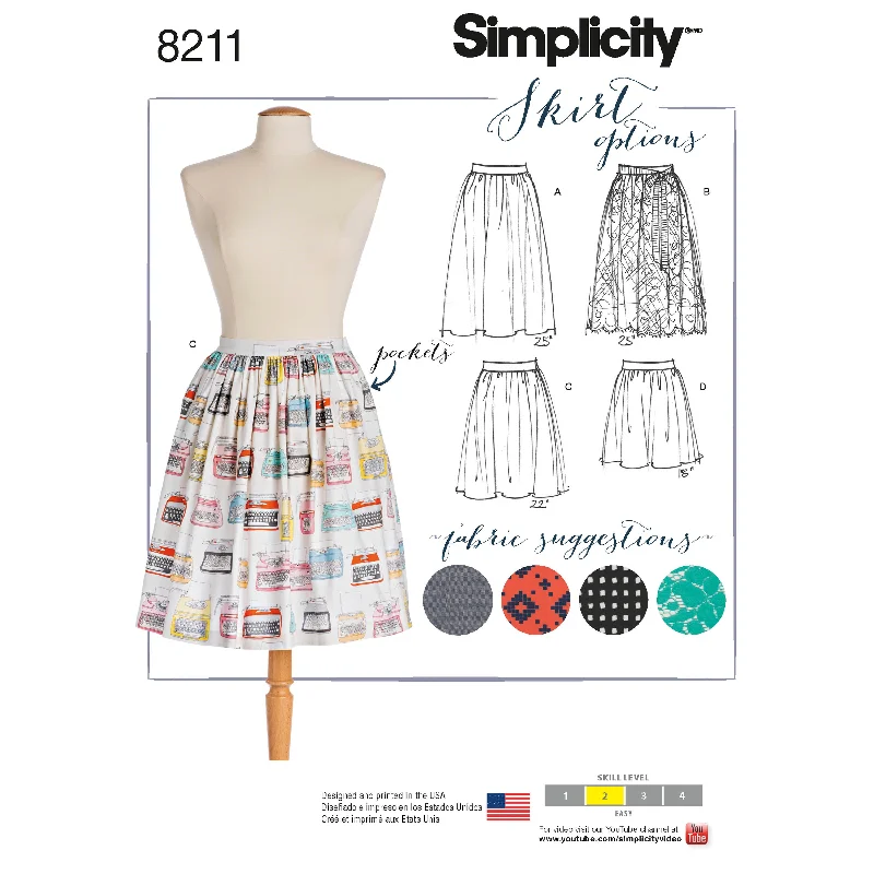 Simplicity Pattern 8211  Women's Dirndl Skirts in Three Lengths corduroy skirt durable