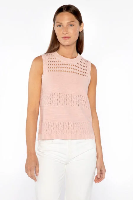 Kinross Cashmere Stonewash Textured Tank low neck tank