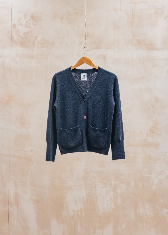 Full Sleeve Matilda V-Neck Cardigan in Dark Sapphire Button Cardigan Zip Cardigan Pullover Cardigan