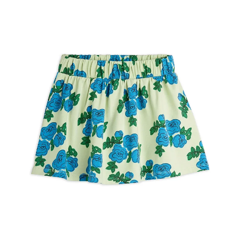 Blue Roses AOP Skirt in Green by Mini Rodini leather skirt bold