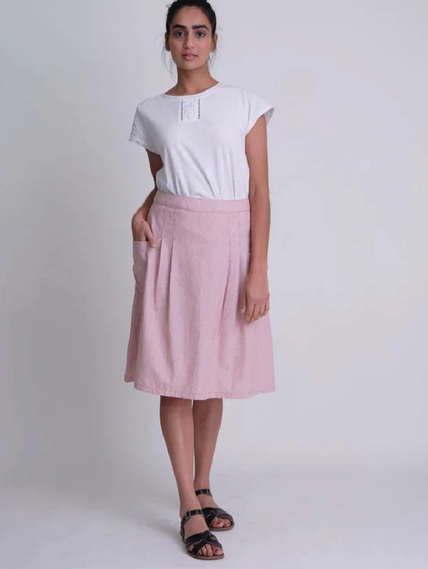 Eve Cotton Knee Length Skirt | Rust Stripe lightweight skirt design
