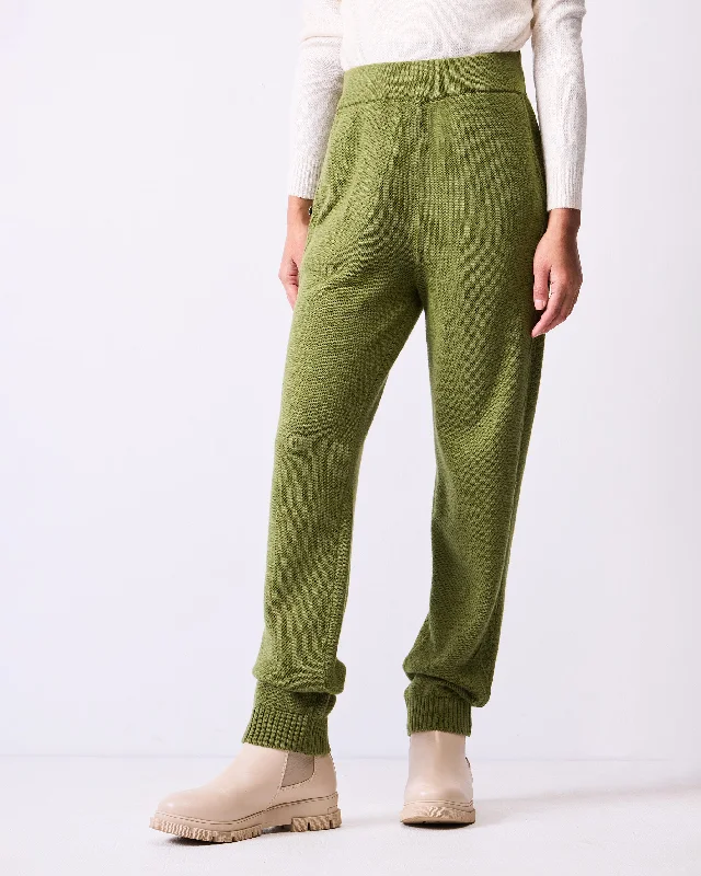Pull-on Pants - Olive Trendy Wide-Legged Trousers