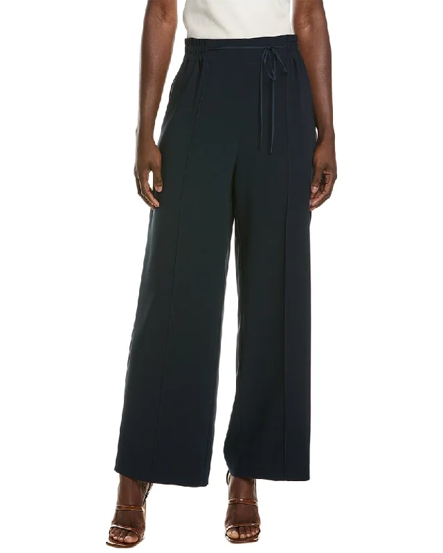Oscar de la Renta Tie-Waist Detail Silk-Blend Pant Formal Linen Trousers
