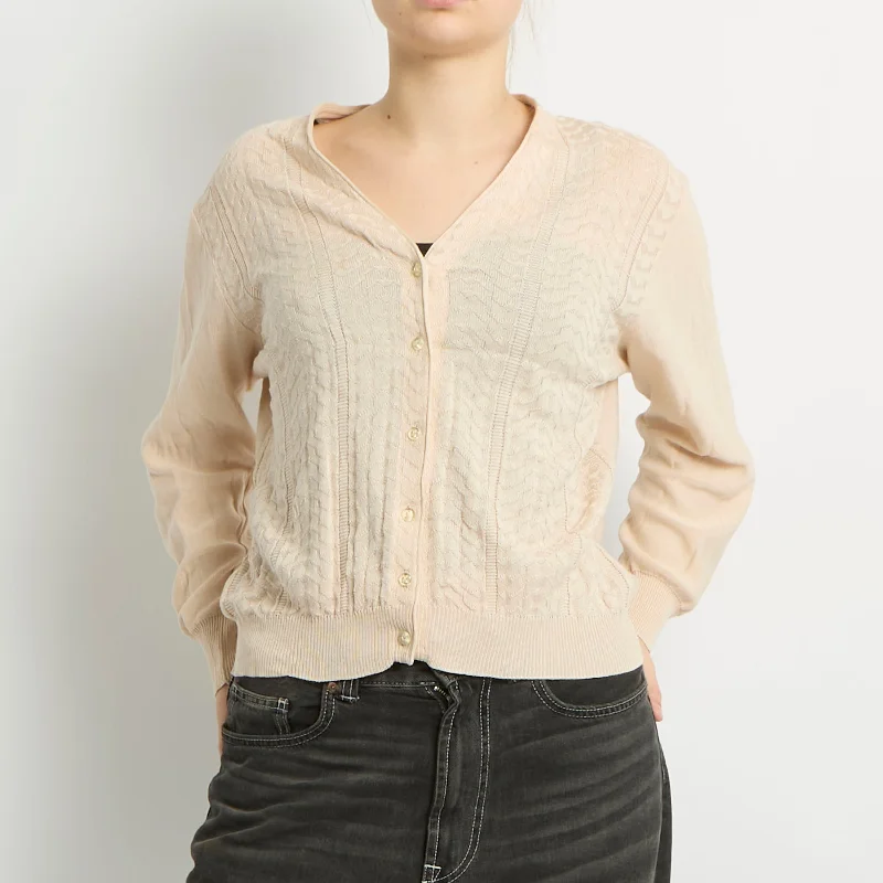 Textured Fine Knit Cardigan - UK 12 Satin Fabric Silk Fabric Chiffon Fabric