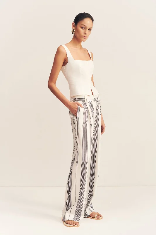 HARLOW TAILORED SLOUCH PANT - IVORY/ NAVY Chic Capri Pants