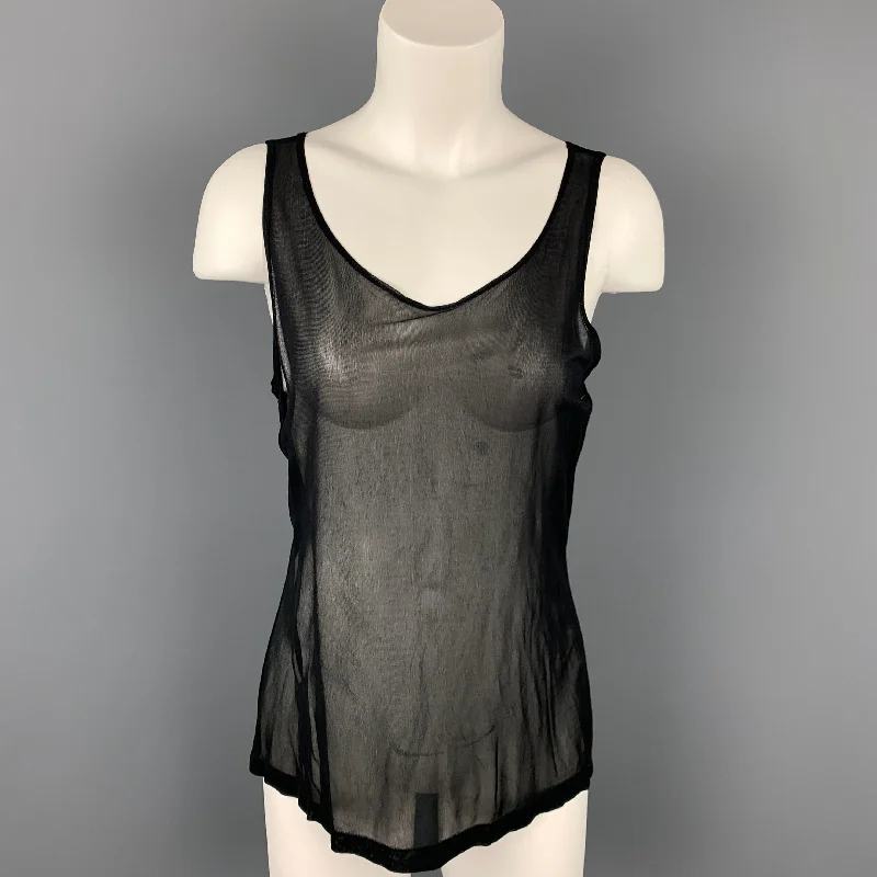 CALVIN KLEIN COLLECTION Size M Black Mesh Viscose Tank Top flowy tank top