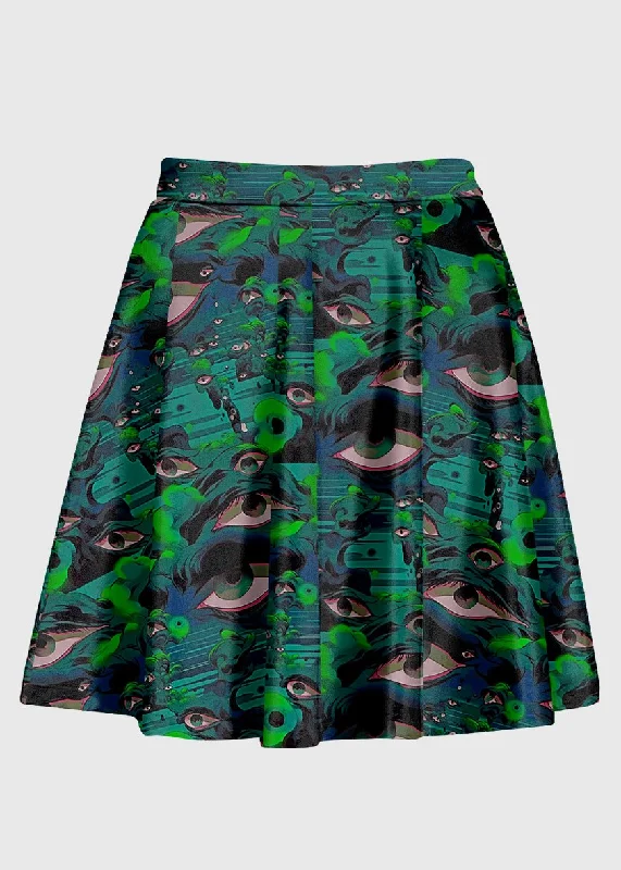 Surreal Eyes Pattern Weirdcore Skirt chiffon skirt flowing
