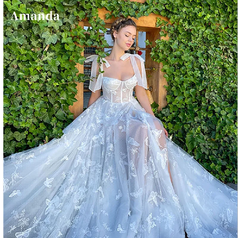 Cinessd Princess 3D Butterfly Evening Dresses Fairy Prom Dress 2025 Tulle Sweep Train Party Dresses Sweet Robe De Soir¨¦e Tunics Yoga stretchy