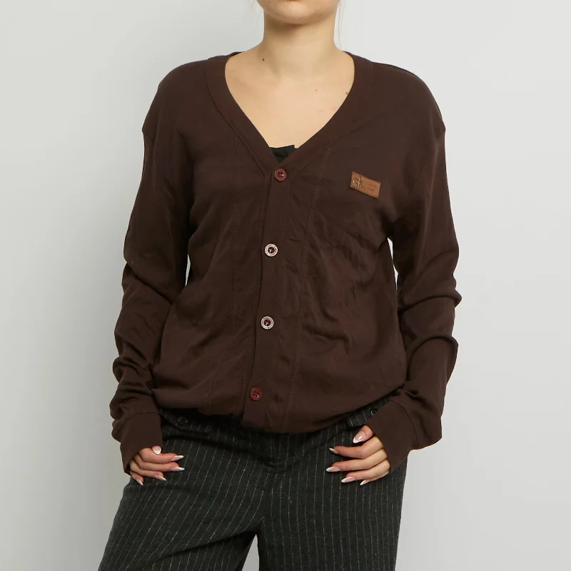 Calvin Klein Badge Detail Cardigan - UK 14 Fitted Slim Tailored