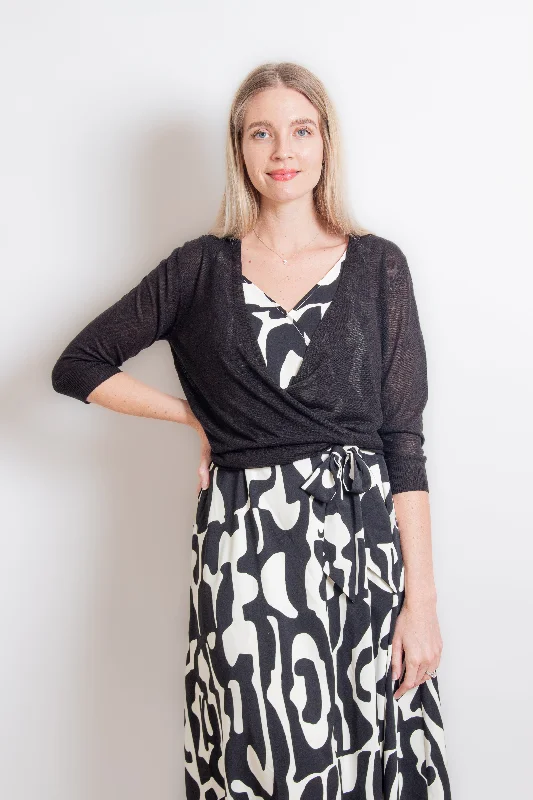 Black Cardigan Striped Floral Plaid