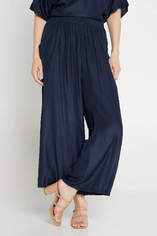 Thalia Pants - Navy Slim-Fit Khaki Pants