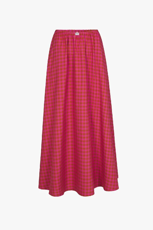 DREAM SKIRT IN ANTHURIUM GINGHAM leather skirt durable