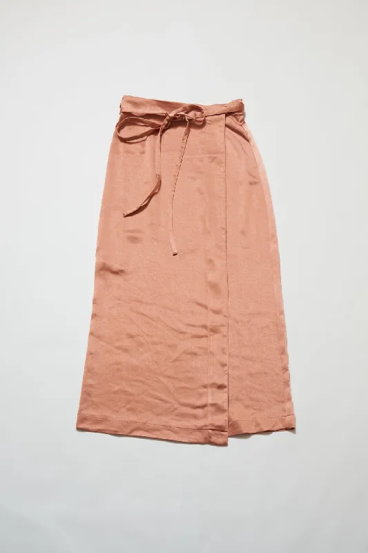 Satin Wrap Skirt in Pink chiffon skirt airy