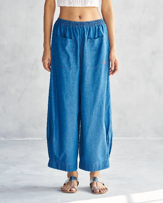 Serene Pants - Blue Formal Wide-Leg Pants