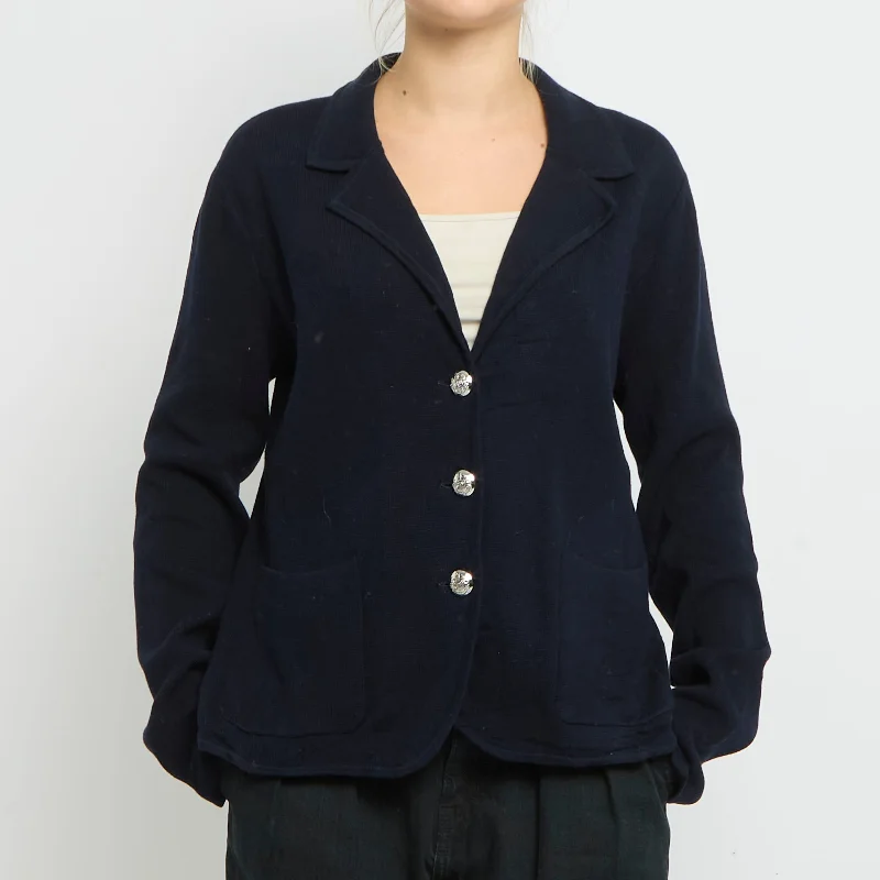 Ralph Lauren Knitted Blazer Style Cardigan -UK 12 Embroidered Appliqued Beaded