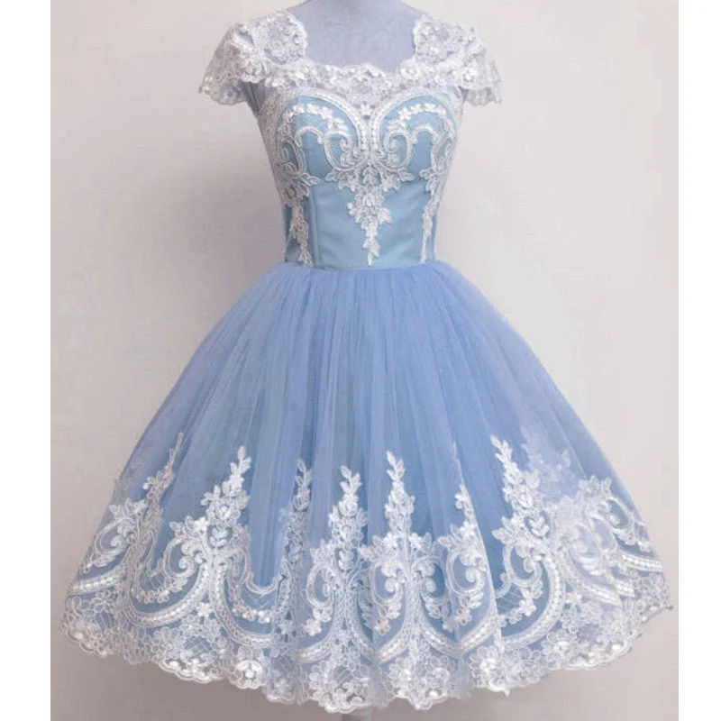 Vintage 1950s Prom Dresses Tulle Swing Party Dress Lace Appliques Lace Sexy Club