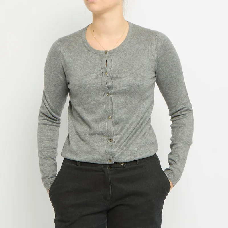 Round Neck Knitted Cardigan - UK 8 Wool Cardigan Cotton Cardigan Cashmere Cardigan