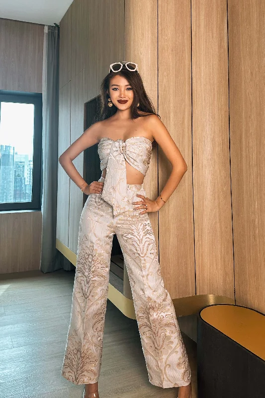 Schoff Embroidered Co-ord Pants Set in Wildflower Formal Slim Pants