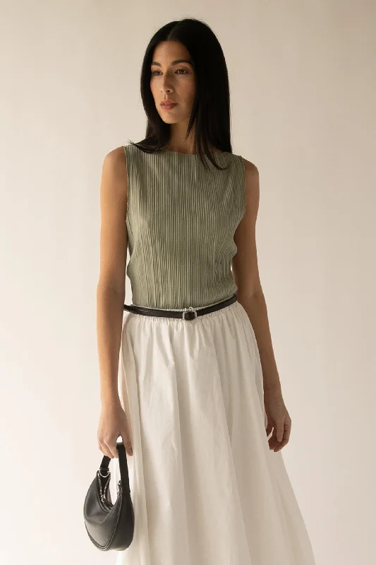 PLEATED TANK TOP solid color tank