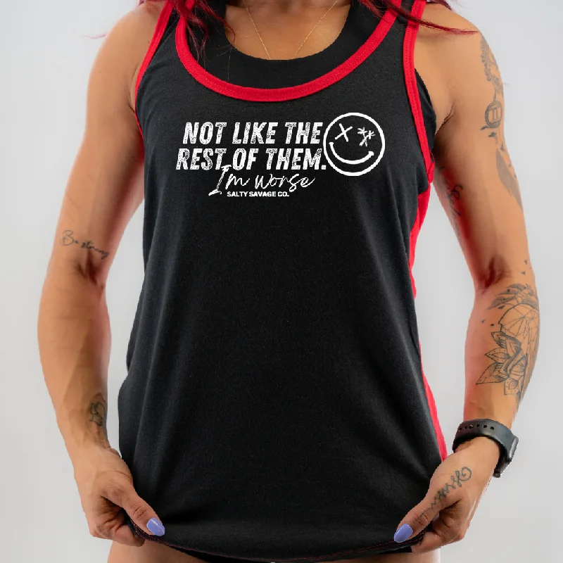 Salty Savage Ladies “I’m worse” Two Tone Racerback Tank casual tank top