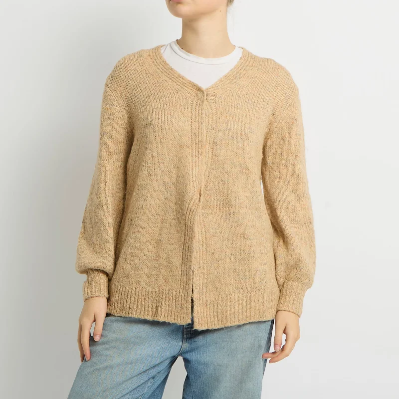 Knitted Button Detail Cardigan UK 12 Crew Neck V-Neck Turtle Neck
