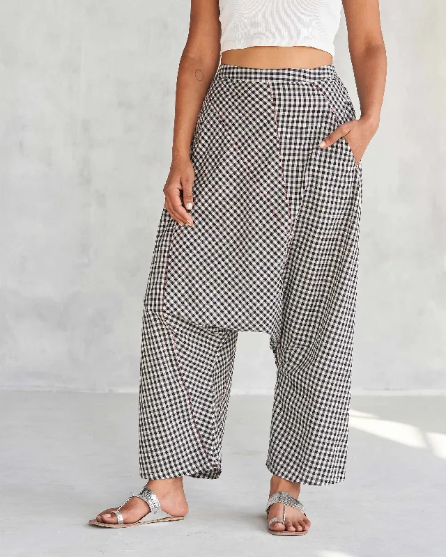 Midori Checkered Pants - Black & Ivory Fashionable Work Pants