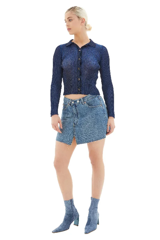 Cover Skirt (Mid Blue) chiffon skirt airy