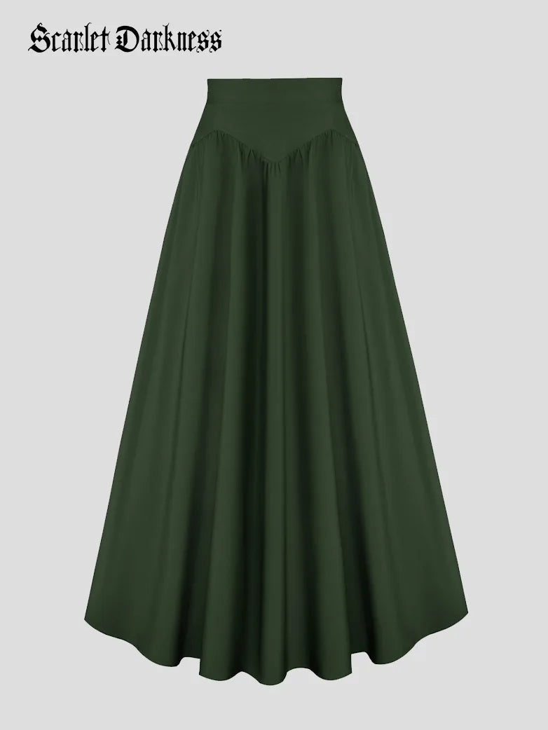 Women Renaissance Pocket Swing Maxi Skirt Holiday A-Line Skirt leather skirt modern