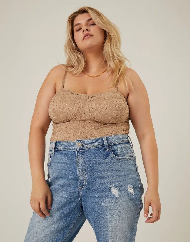 Plus Size Padded Lace Tank long tank top