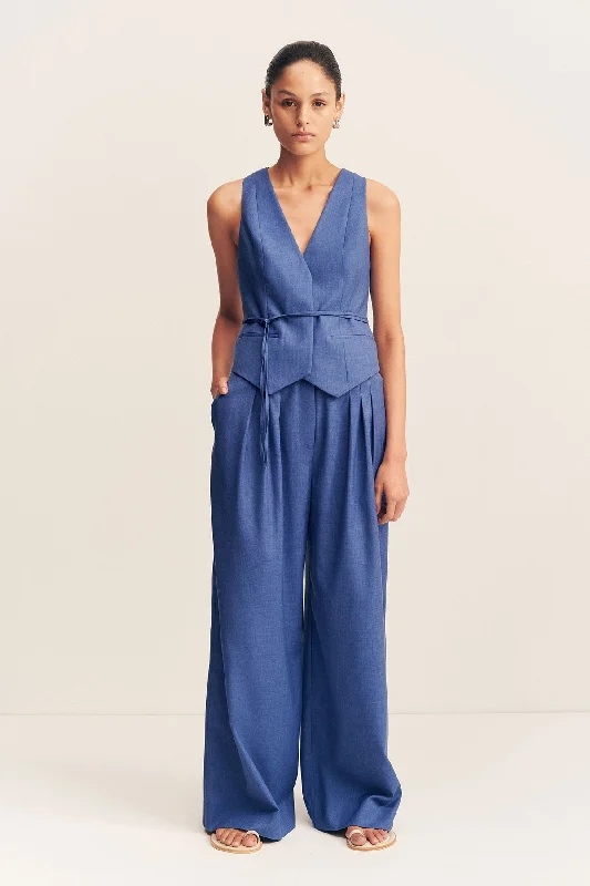 ASHER WIDE LEG PANT - OCEAN BLUE Cozy Maternity Pants