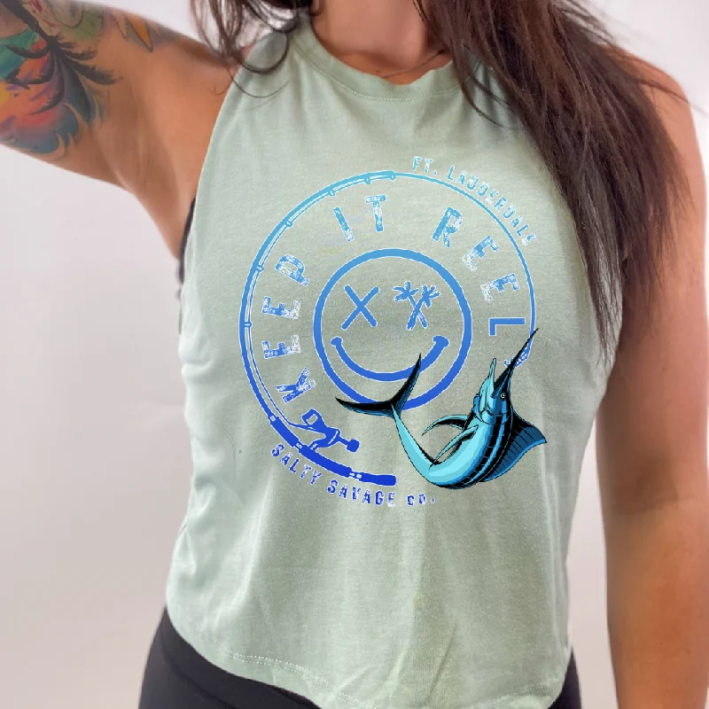 Ladies "KEEP IT REEL" Flowy Crop Tank | V2 chic tank top