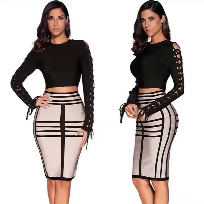 Lace-Up Sleeve Top & Skirt corduroy skirt textured