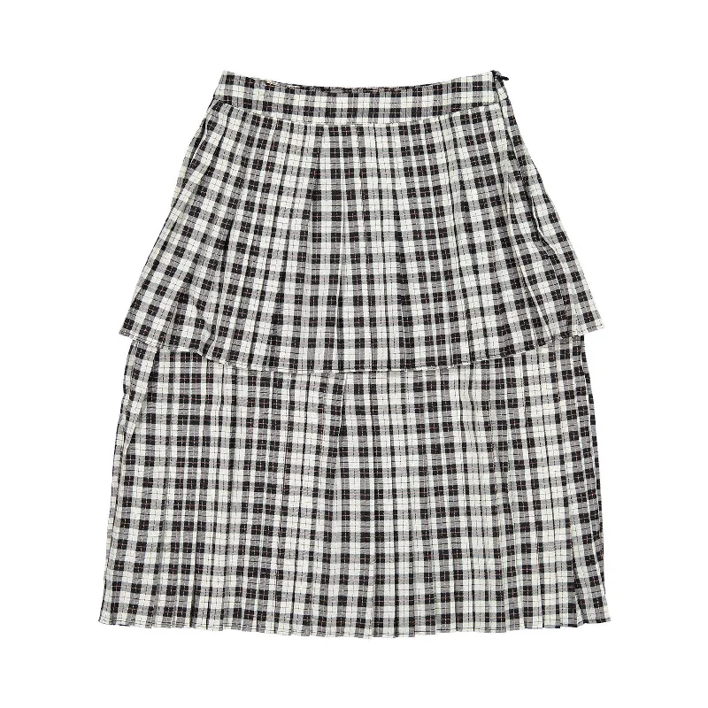 Ava and Lu Black/White Double Layered Plaid Skirt wool skirt warm