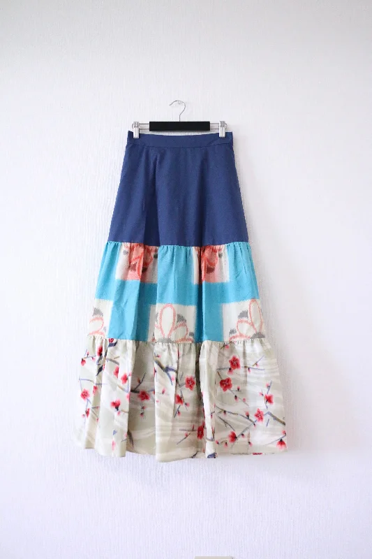 Haru Ume -Meisen Teered Skirt Navy lace skirt elegant