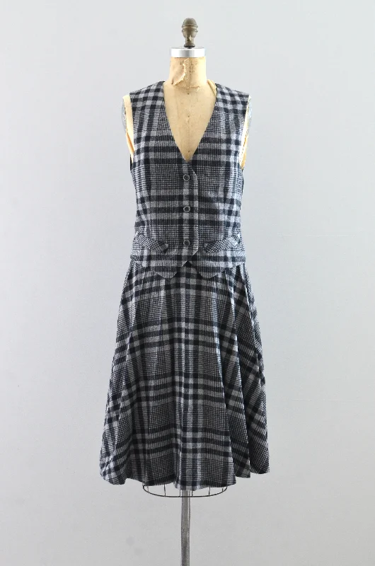 Vest Skirt Set corduroy skirt cozy