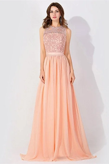 Sleeveless Chiffon Beading Evening Party Dress Crew Neck aline Bridesmaid Dress Tunics Recommended stylist