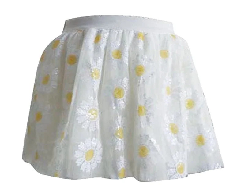 Little Girls Sequin Daisies Skirt linen skirt relaxed