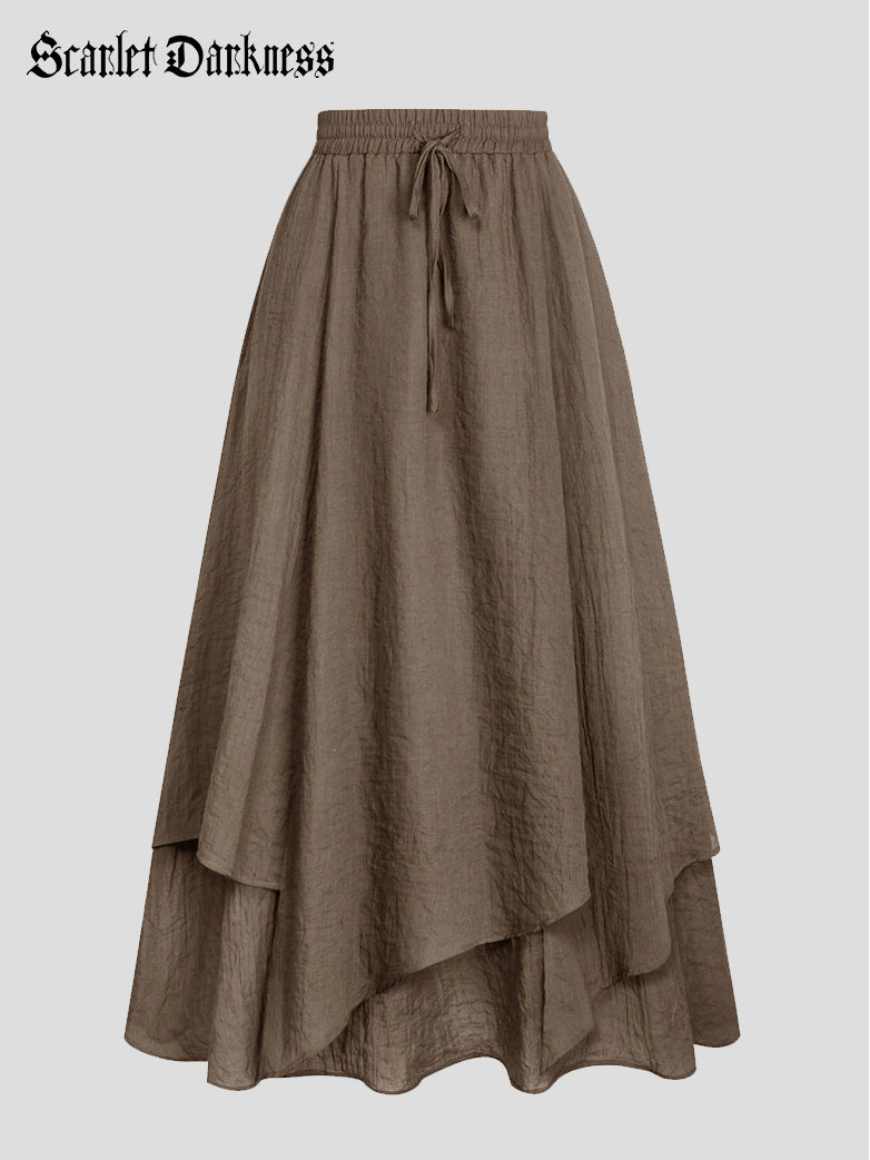 Women Renaissance 2-Layer Swing Pocket Maxi Skirts corduroy skirt durable