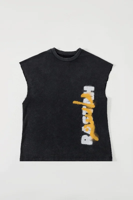 acid wash graffiti tank top bronze tank top