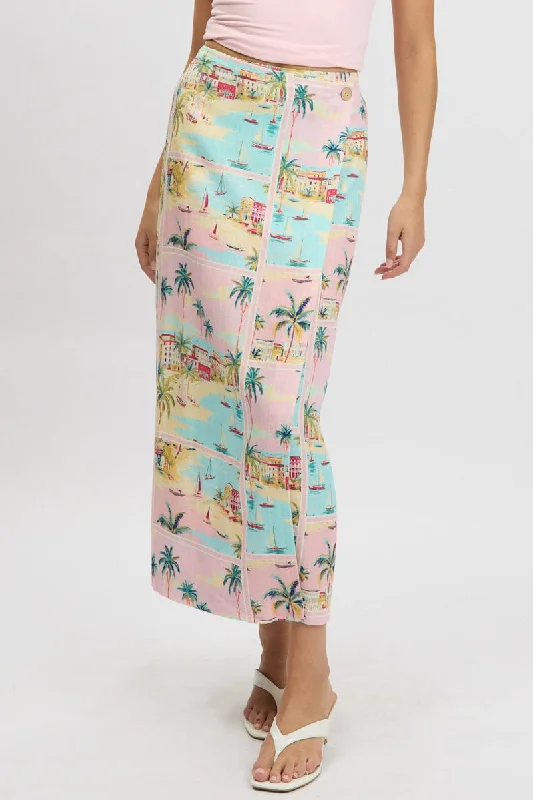 Multi Abstract Wrap Skirt High Waisted Midaxi athletic skirt fit
