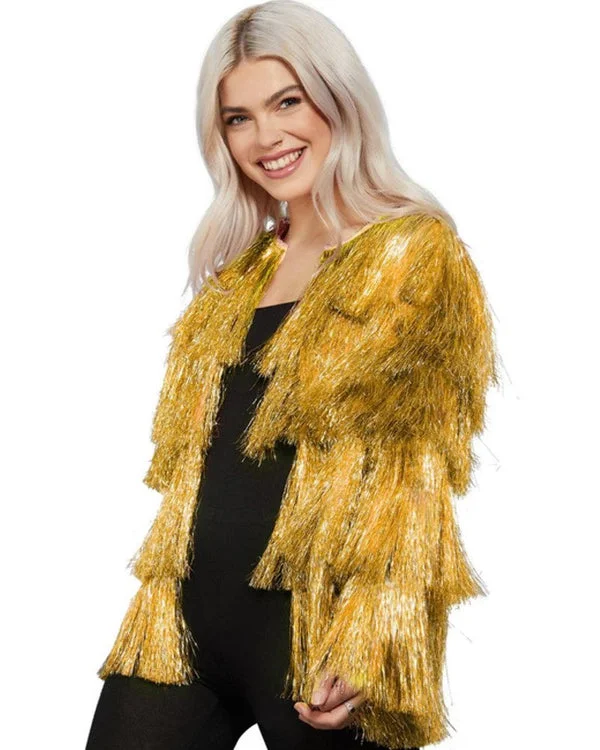 Tinsel Festival Jacket Fever Adult Gold Coat Chenille Fabric Brocade Fabric Lace Fabric